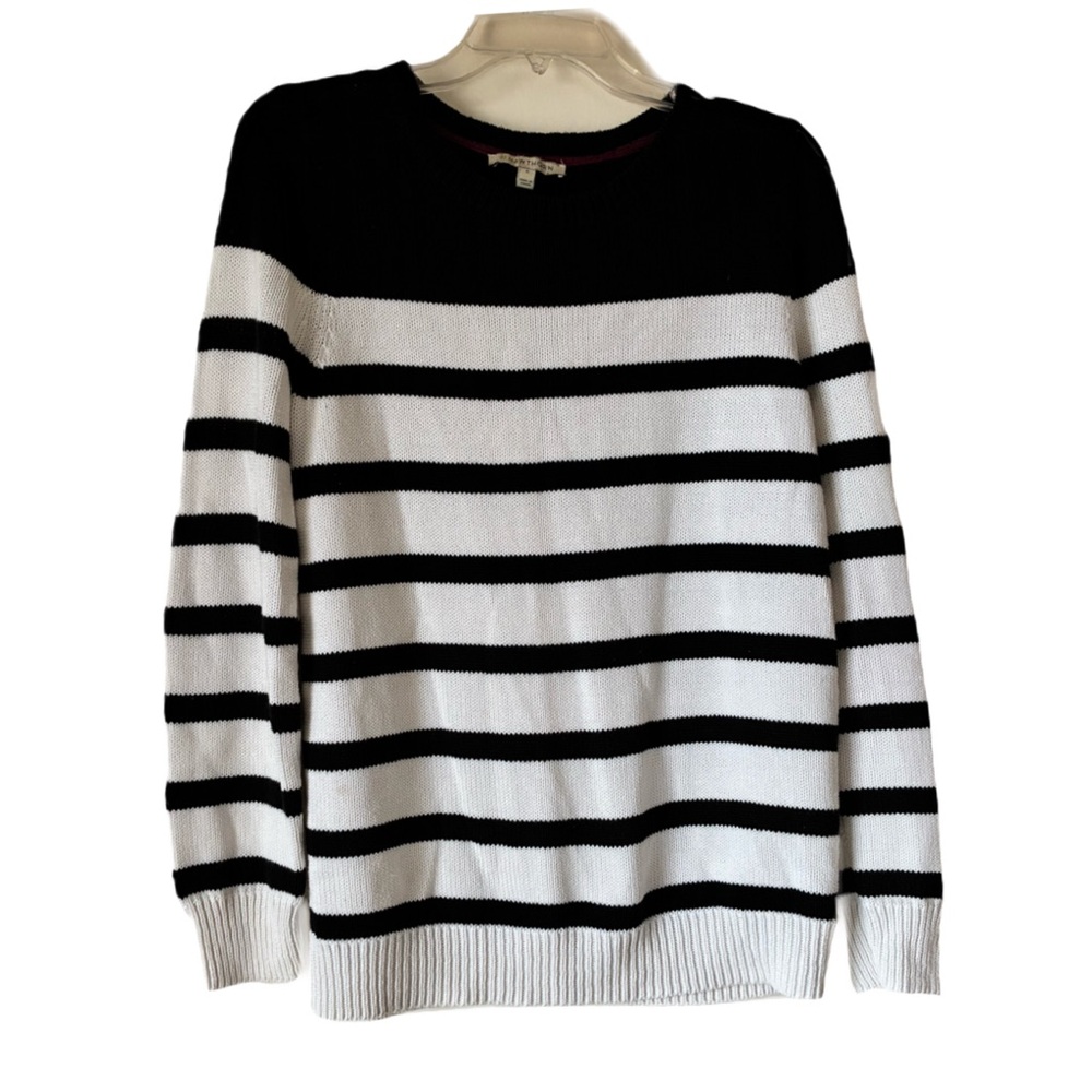 41 Hawthorn Crewneck Sweater, Sz. M, Black/White Striped, Elbow Patches